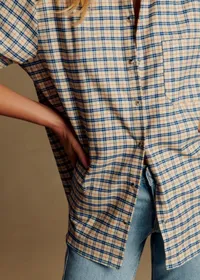 Chemise Max - Carreaux Ecru Bleu Rouge — view 3