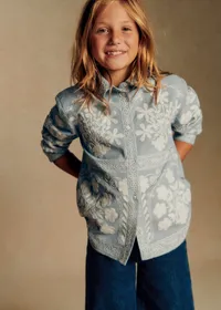 Chemise Maxine - Petit Sézane x Baziszt - Broderie Folk Ecru Fond Bleu — view 3