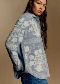 Chemise Maxy - Sézane x Baziszt - Broderie Folk Fond Bleu — view 3