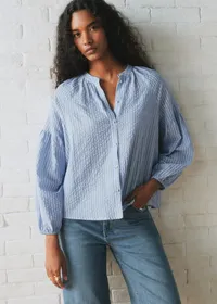 Chemise Nerissa - Rayures Bleu Ciel et Écru — view 2