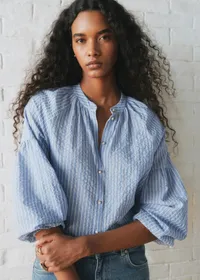 Chemise Nerissa - Rayures Bleu Ciel et Écru — view 3