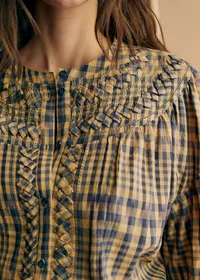 Chemise Orla - Carreaux Ocre Bleu — view 2