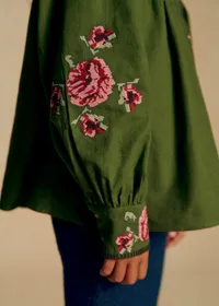 Chemise Orla - Petit Sézane x Baziszt - Vert Bambou / Fleurs Multico — view 3