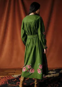 Chemise Orla - Sézane x Baziszt - Fleurs Multico Fond Vert Bambou — view 2