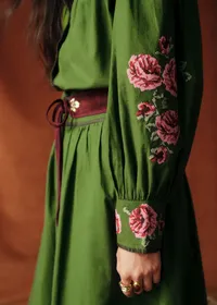 Chemise Orla - Sézane x Baziszt - Fleurs Multico Fond Vert Bambou — view 5