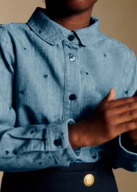 Chemise Pierro - Chambray Coeur Brodé Marine — view 4