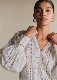 Chemise Roma - Broderie Unie Ecru — view 2