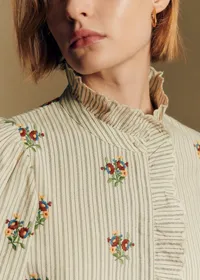 Chemise Sara - Sézane x Antoinette Poisson - Rayures Boutonnières Ecru — view 2
