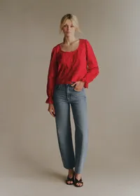 Chemise Tinia - Broderie Unie Rouge — view 2
