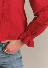 Chemise Tinia - Broderie Unie Rouge — view 3