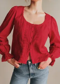 Chemise Tinia - Broderie Unie Rouge — view 4