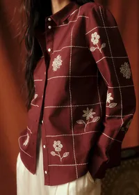 Chemise Tom - Sézane x Baziszt - Bouquet Fond Bordeaux — view 3