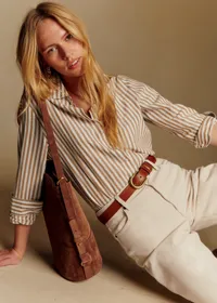 Chemise Tomboy - Rayures Ecru Camel — view 2