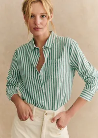 Chemise Tomboy - Rayures ecru vert — view 2