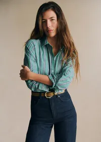 Chemise Tomboy - Rayures Vert Écru Marine — view 2