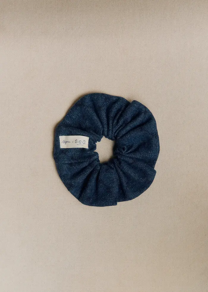 Chouchou denim brodé - Sézane x SEA NY - Bleu Denim Brodé