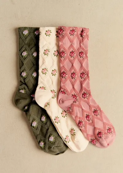 Coffret 3 chaussettes Julia - Fleurs Vintage