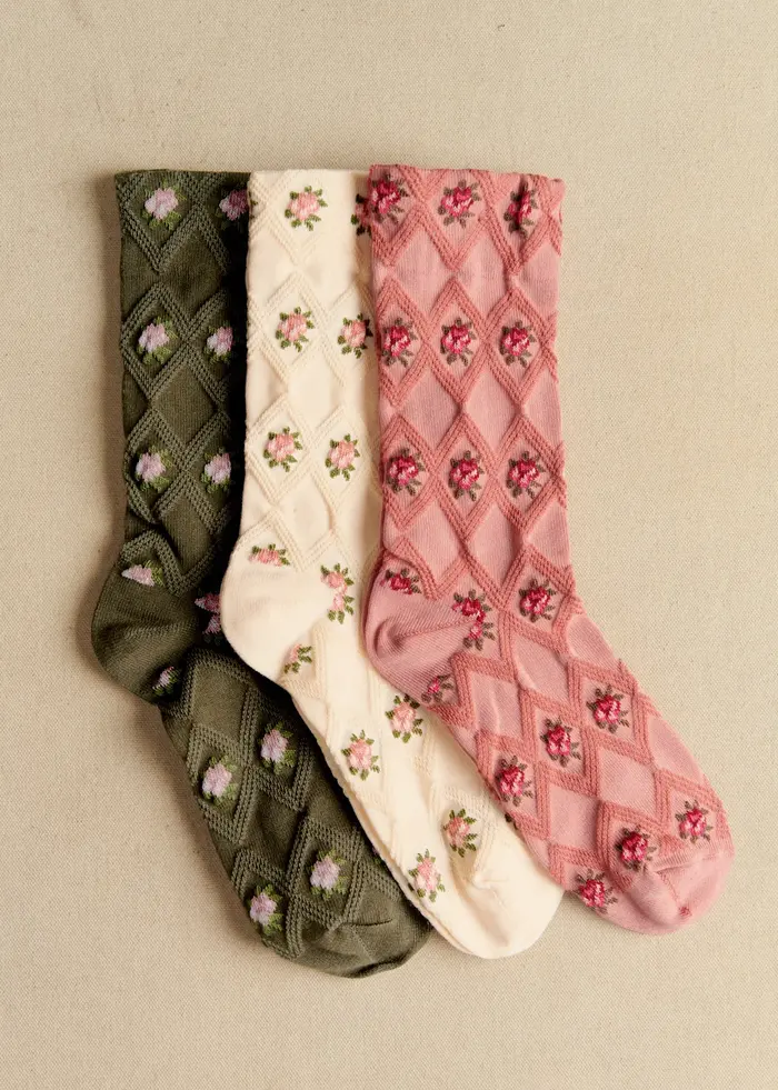 Coffret 3 chaussettes Julia - Fleurs Vintage