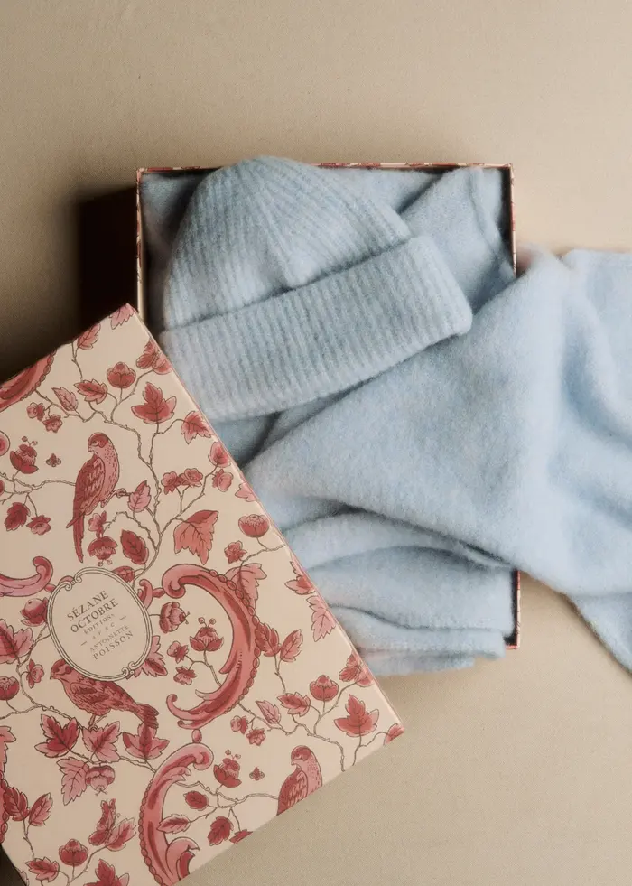 Coffret Bonnet et Echarpe - Bleu Ciel