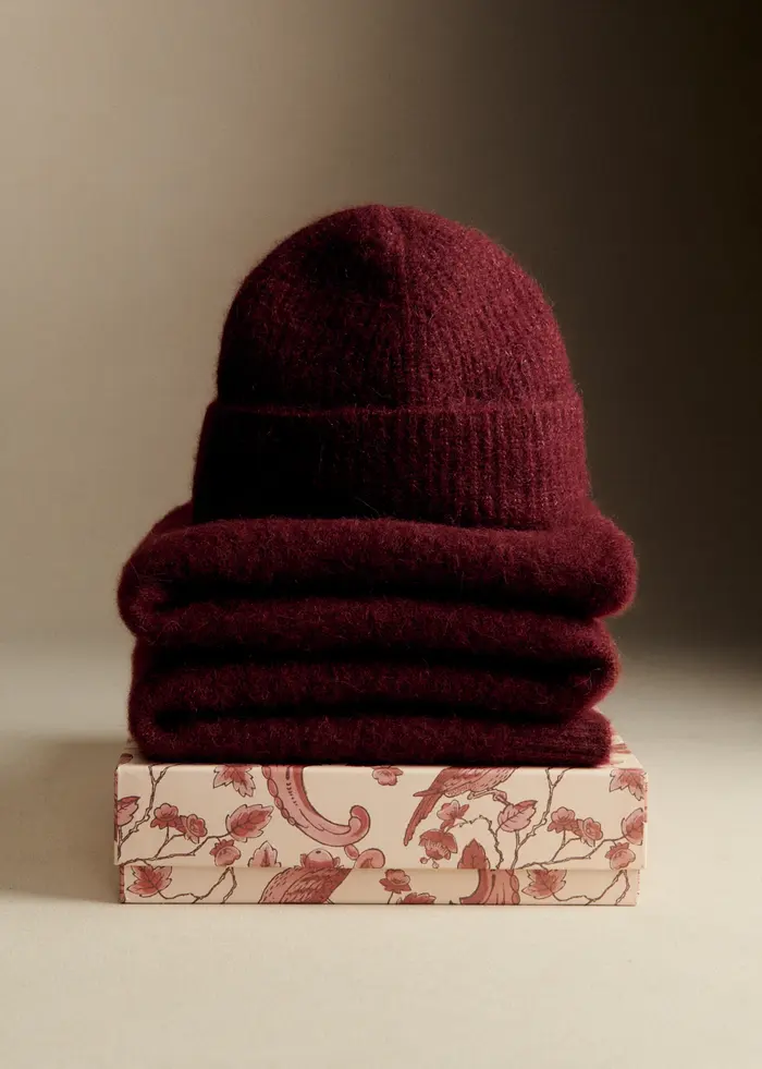 Coffret Bonnet et Echarpe - Grenat