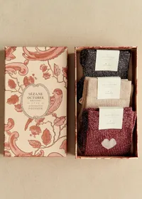 Coffret de 3 chaussettes lurex coeur - Bordeaux Argent Gris — view 2