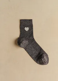 Coffret de 3 chaussettes lurex coeur - Bordeaux Argent Gris — view 3