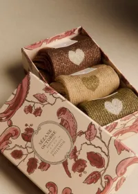 Coffret de 3 chaussettes lurex coeur - Brun Kaki Doré — view 2