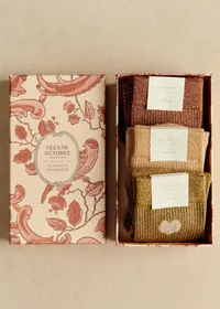 Coffret de 3 chaussettes lurex coeur - Brun Kaki Doré — view 3