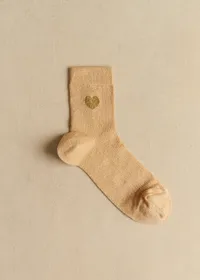 Coffret de 3 chaussettes lurex coeur - Brun Kaki Doré — view 4