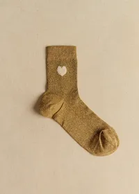 Coffret de 3 chaussettes lurex coeur - Brun Kaki Doré — view 5