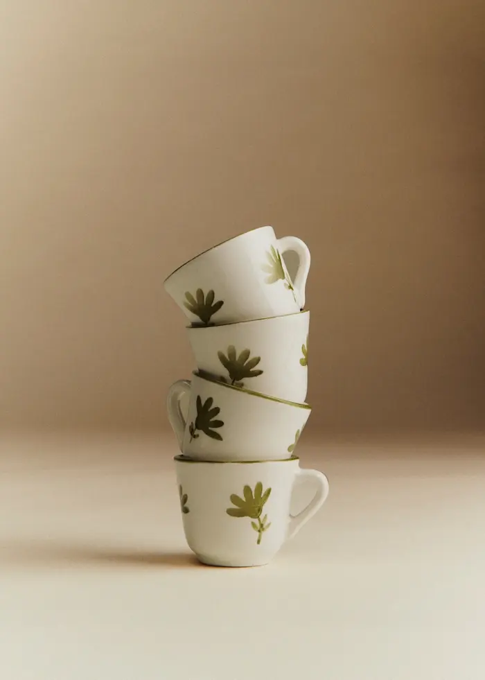 Coffret de 4 tasses expresso - Petite Fleur - Vert