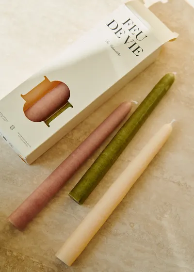 Coffret de 6 chandelles - Ecru, Blush, Olive