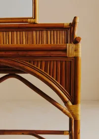 Coiffeuse vintage en bambou - Bambou et Rotin Foncé — view 5