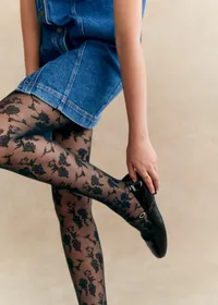 Collants - Fleurs Fantaisie Noir / 20D — view 2
