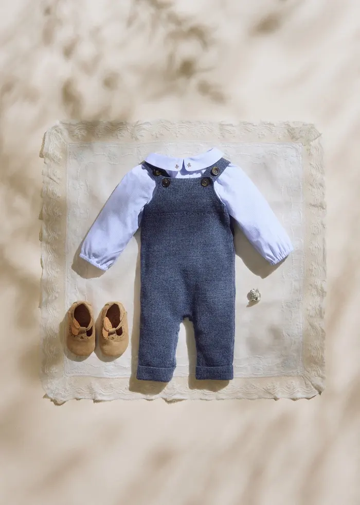 Combinaison Maille Poussin - Bleu Chiné