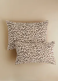 Coussin Jacquard - Grand modèle - Léopard Écru et Café — view 2
