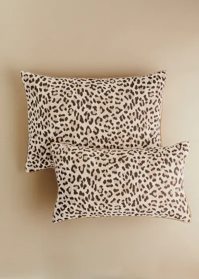 Coussin Jacquard - Petit modèle - Léopard Écru et Café