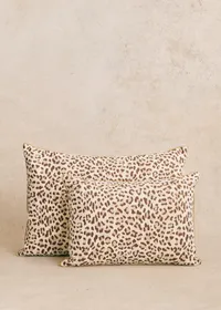 Coussin Jacquard - Très Grand modèle - Léopard Écru et Café — view 3