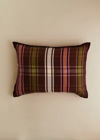 Coussin Tissé - Grand modèle - Carreaux Chocolat et Blush — view 3
