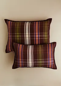 Coussin Tissé - Petit modèle - Carreaux Chocolat et Blush — view 2