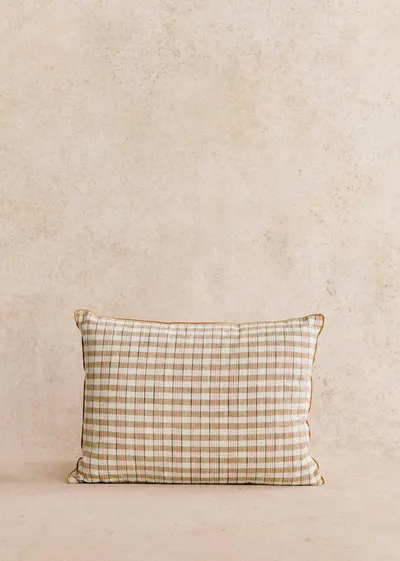 Coussin Tissé Pianissimo - Grand modèle - Café et Blush