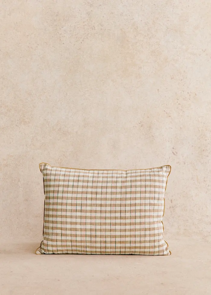 Coussin Tissé Pianissimo - Grand modèle - Café et Blush