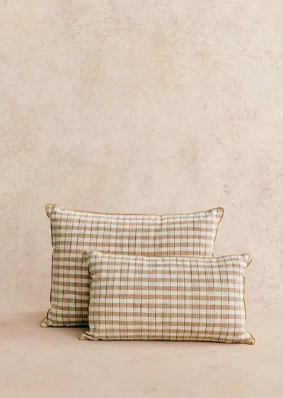 Coussin Tissé Pianissimo - Petit modèle - Café et Blush