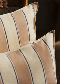 Coussin Tissé Rayures - Petit modèle - Beige et Bleu — view 5
