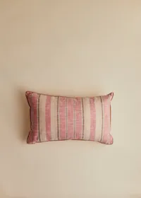 Coussin Tissé Rayures - Petit modèle - Rose et Ecru — view 2