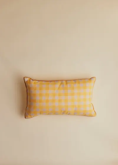 Coussin Tissé Vichy - Petit modèle - Jaune