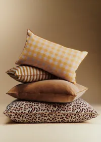 Coussin Tissé Vichy - Petit modèle - Jaune — view 3