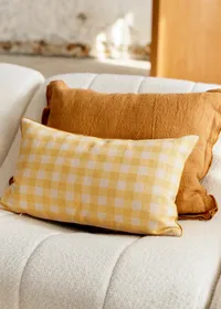Coussin Tissé Vichy - Petit modèle - Jaune — view 4