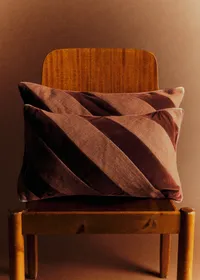 Coussin Toile Lin et Velours - Grand modèle - Terre de sienne — view 2