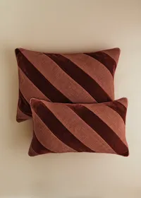 Coussin Toile Lin et Velours - Grand modèle - Terre de sienne — view 3